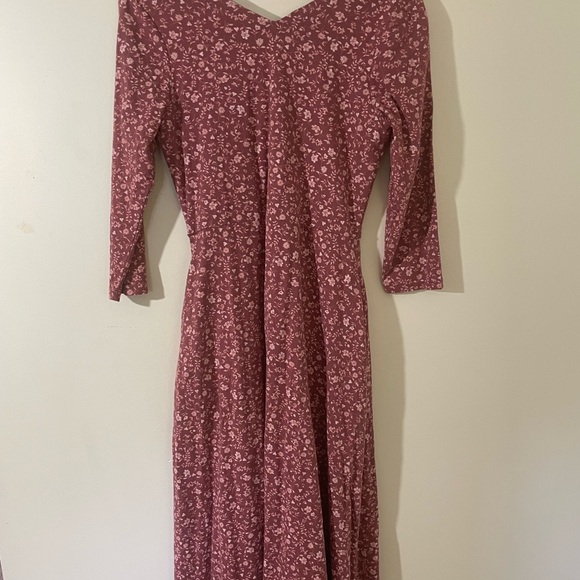 PACT Large Floral Fit and Flare Midi Dress Organic Modest Cottagecore Jersey - Picture 6 of 6